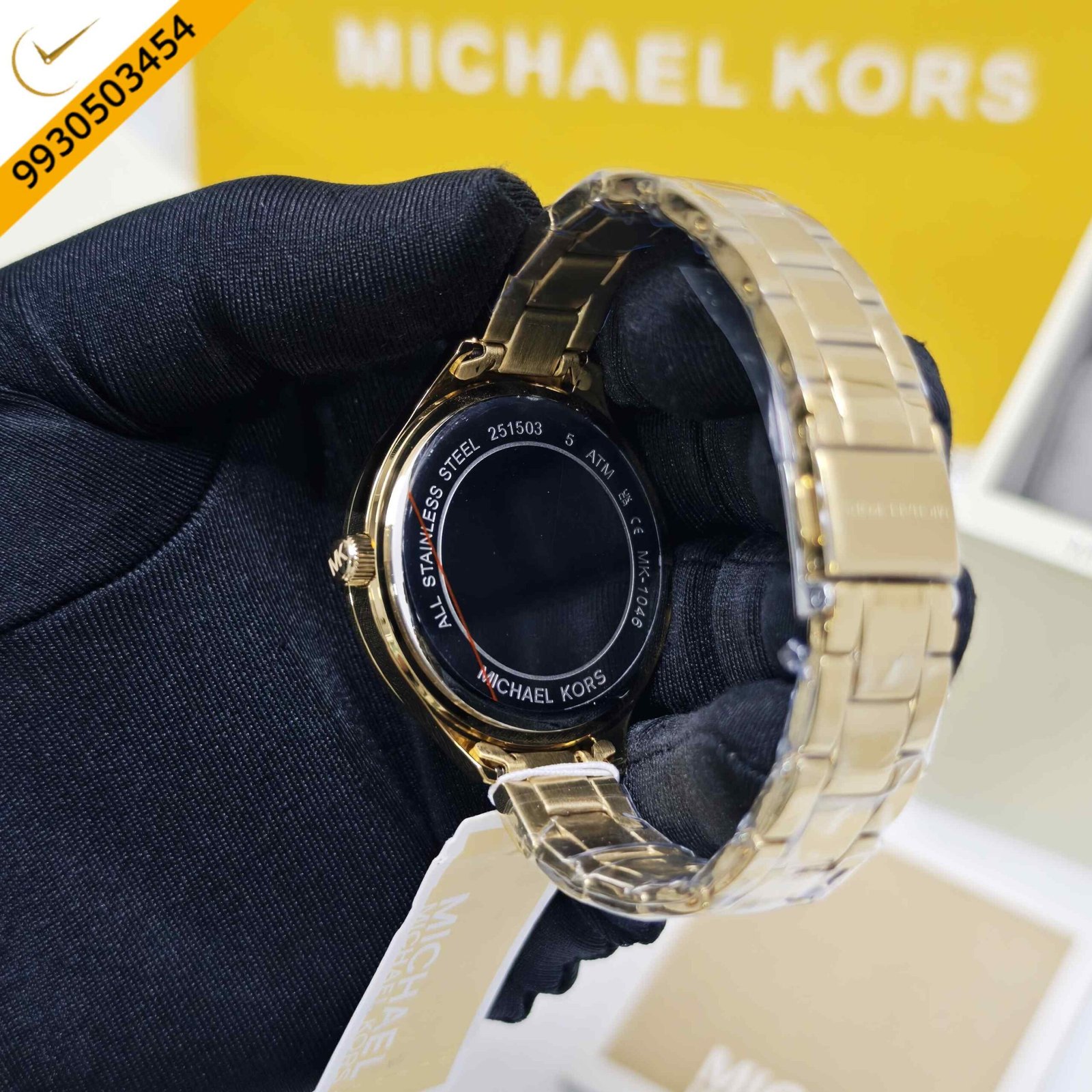 Michael Kors MK1046 Golden Steel White Diamond Dial Swiss Watch - Image 4