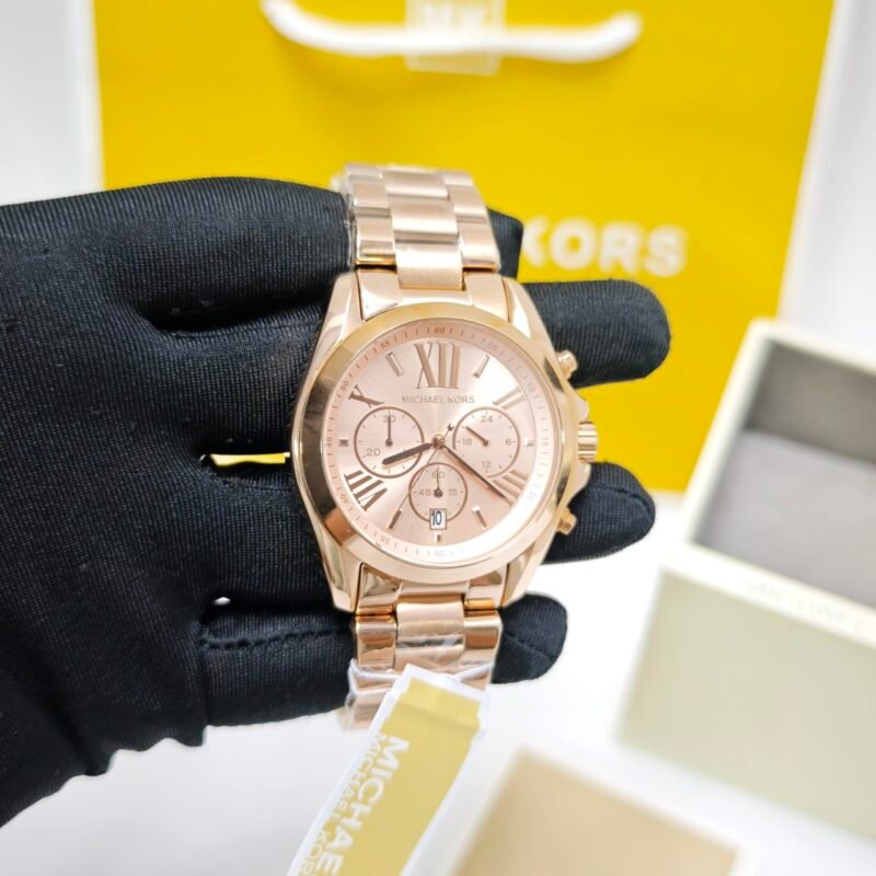 Michael Kors MK5503 Bradshaw Chronograph Rose Gold Dial Roman Marking Swiss Watch - Image 3