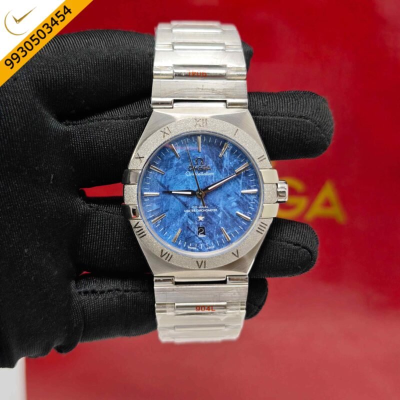 Omega Constellation Co-Axail Meteorite Blue Edition Steel Swiss Automatic Watch