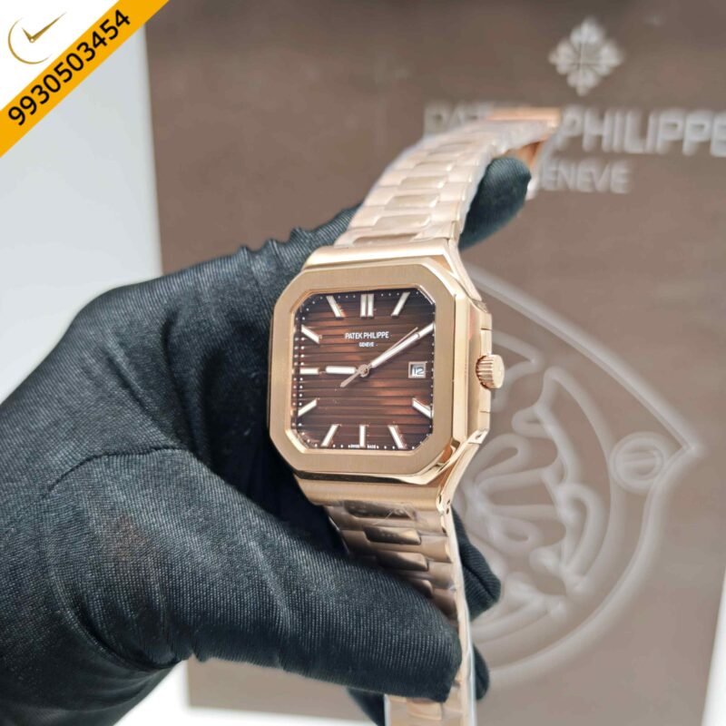 Patek Philippe Cubitus Full Rose Gold Brown Dial Steel Strap Swiss Automatic Watch - Image 2