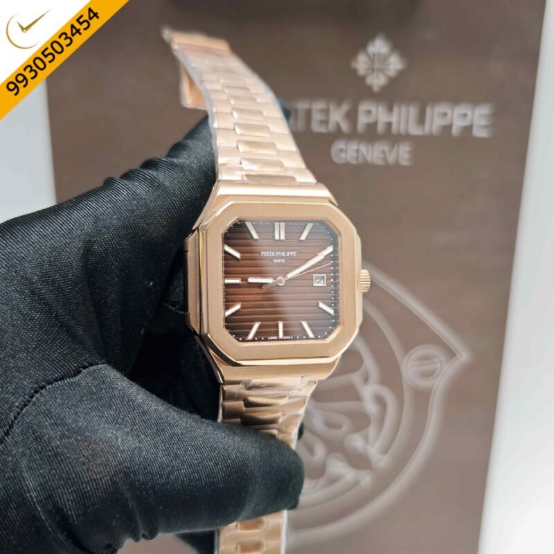 Patek Philippe Cubitus Full Rose Gold Brown Dial Steel Strap Swiss Automatic Watch - Image 3