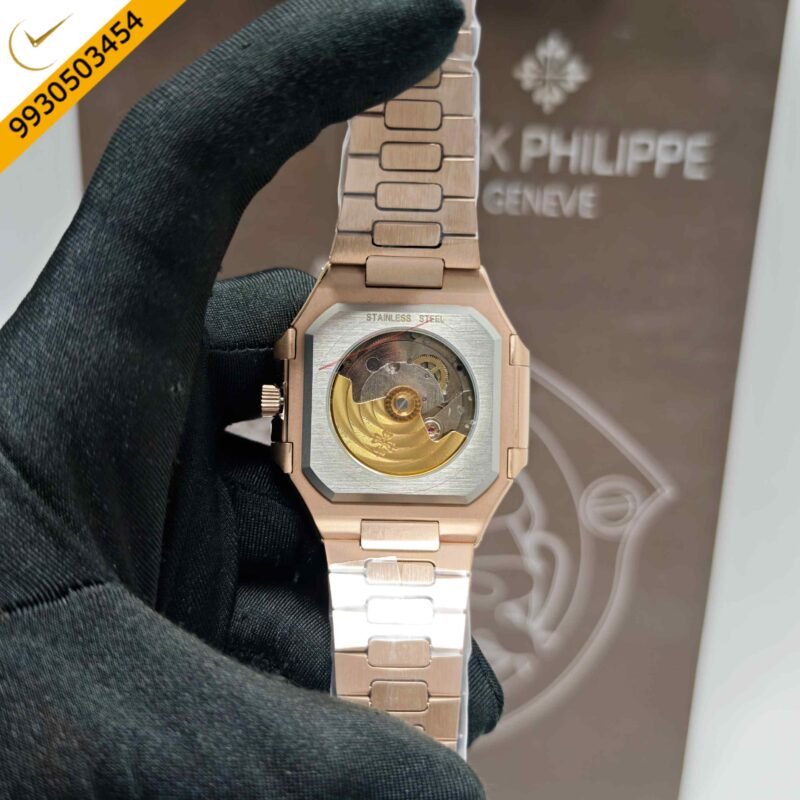 Patek Philippe Cubitus Full Rose Gold Brown Dial Steel Strap Swiss Automatic Watch - Image 4