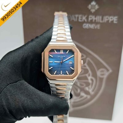 Patek Philippe Cubitus Rose Gold Blue Dial Dual-Tone Strap Swiss Automatic Watch