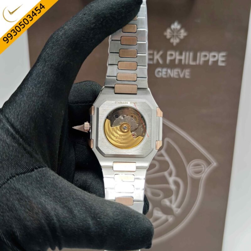 Patek Philippe Cubitus Rose Gold Blue Dial Dual-Tone Strap Swiss Automatic Watch - Image 4