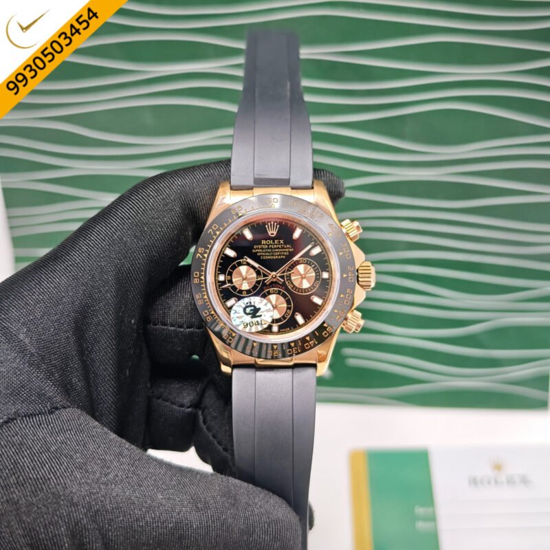 Rolex Oyster Perpetual Cosmograph Daytona Rose Gold Black Dail Swiss Semi ETA Automatic Watch