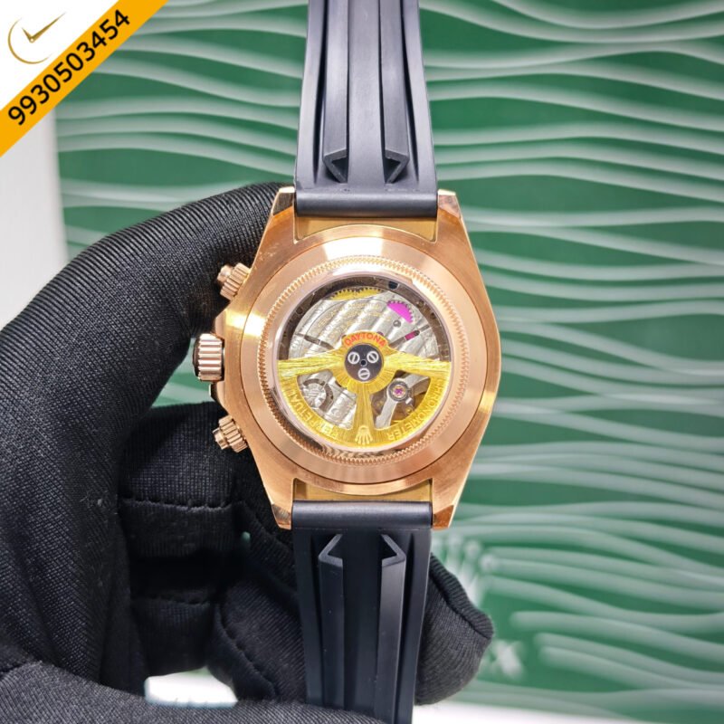 Rolex Oyster Perpetual Cosmograph Daytona Rose Gold Black Dail Swiss Semi ETA Automatic Watch - Image 4