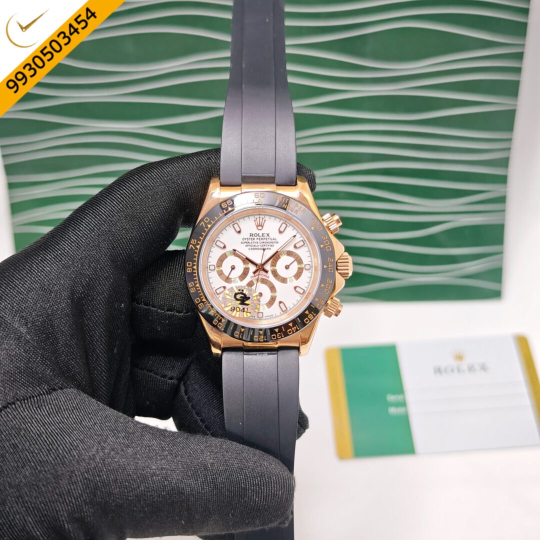 Rolex Oyster Perpetual Cosmograph Daytona Rose Gold White Dial Swiss Semi ETA Automatic Watch