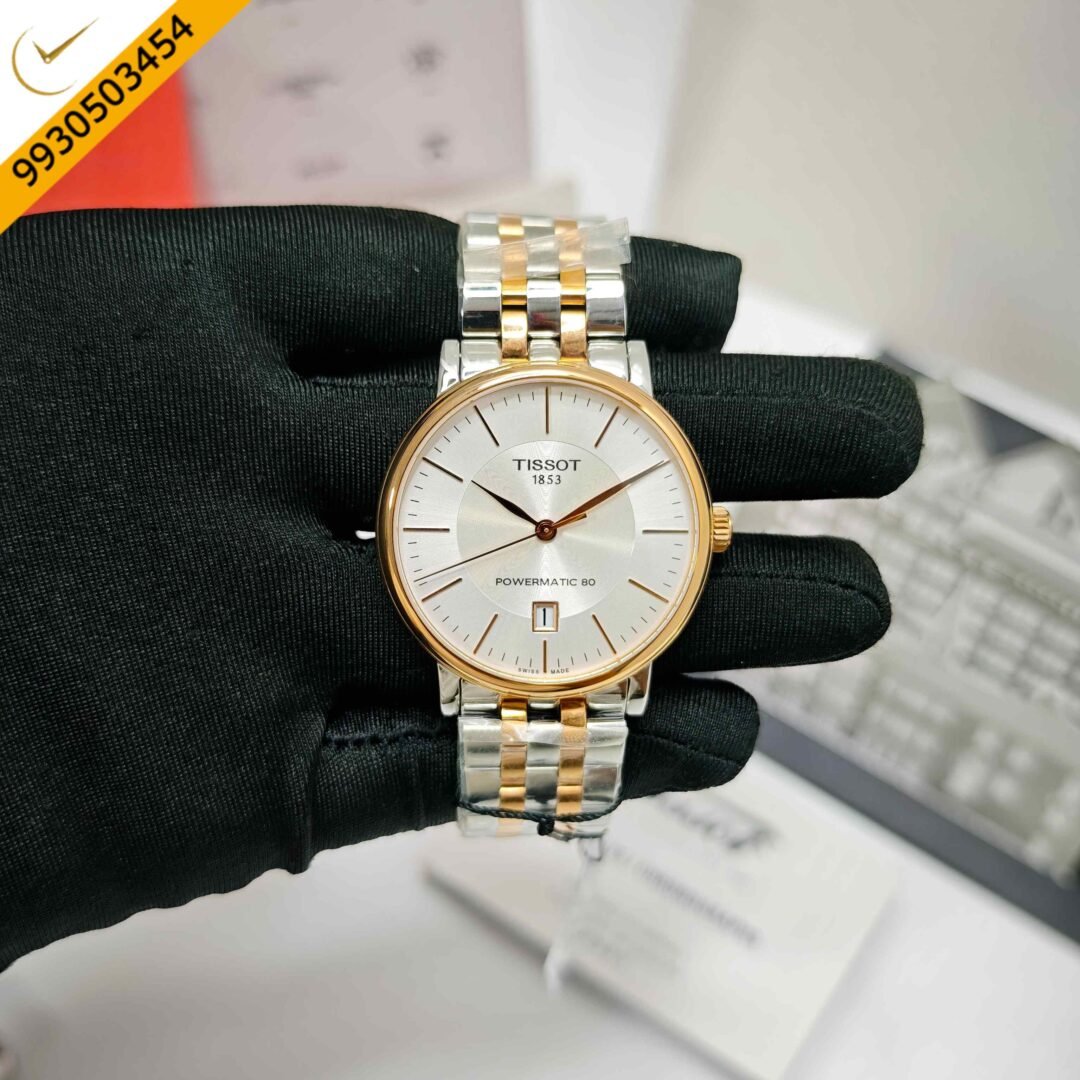 Tissot Carson Powermatic 80 Rose Gold Steel White Dial Dual Tone Store Quality Swiss Automatic Watch
