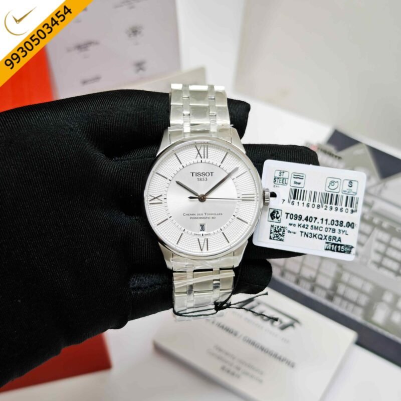 Tissot Chemin des Tourelles Powermatic 80 Steel White Dial Roman Marker Store Quality Swiss Automatic Watch - Image 2