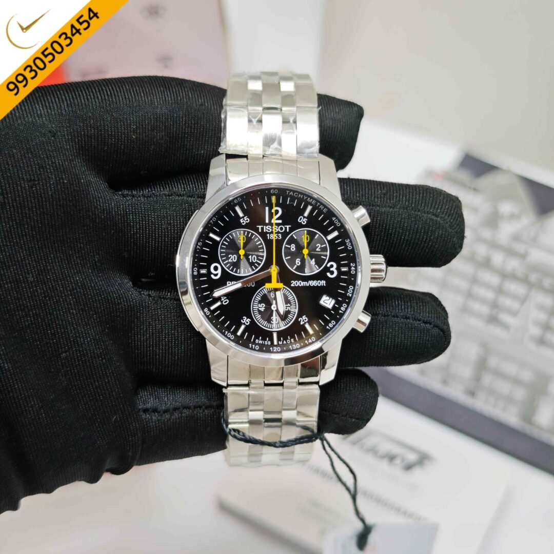 Tissot PRC 200 Chronograph Stainless Steel Black Dial Store Quality Swiss Automatic Watch
