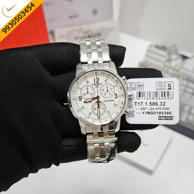 Tissot PRC 200 Chronograph Stainless Steel White Dial Store Quality Swiss Automatic Watch - Image 2
