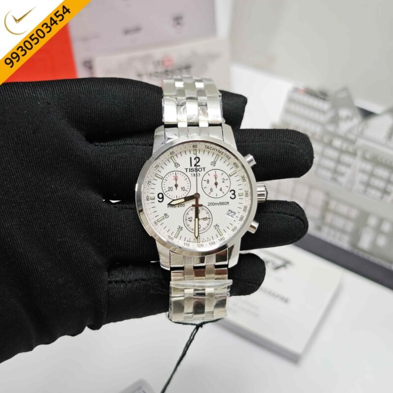 Tissot PRC 200 Chronograph Stainless Steel White Dial Store Quality Swiss Automatic Watch