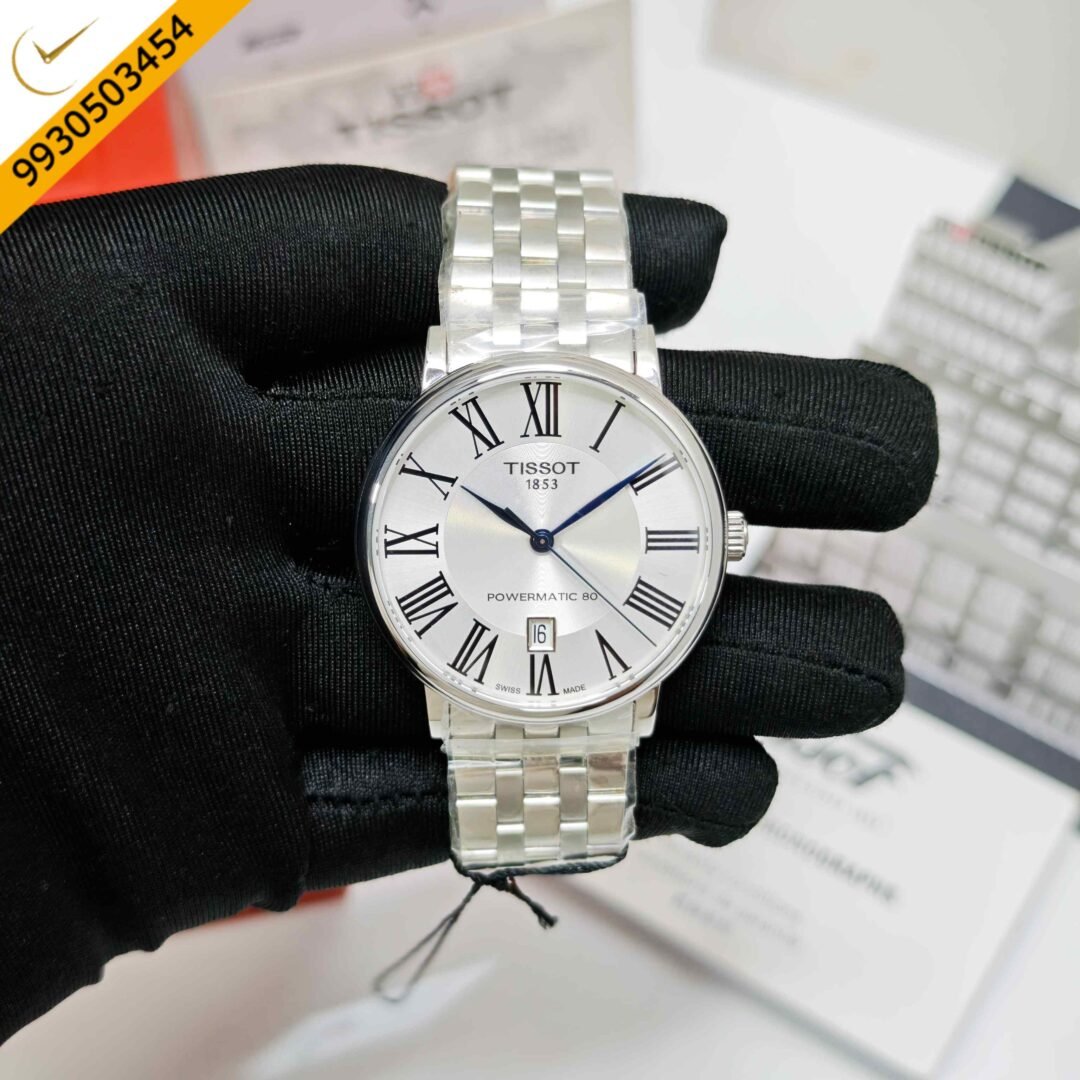 Tissot T-Classic Carson Premium Powermatic 80 Steel Roman marker White Dail Store Quality Swiss Automatic Watch