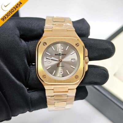 Bell & Ross Urban BR-05A Gold Grey Dial Steel Strap Swiss Automatic Watch