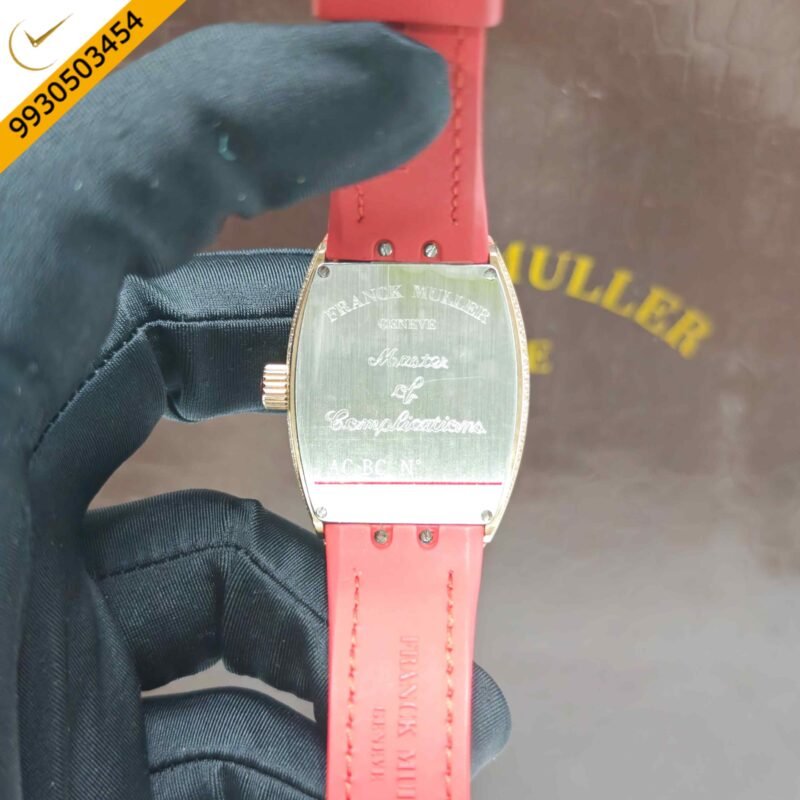 Franck Muller 18k Rose Gold Vanguard Diamond White Dial Leather Strap Swiss Automatic Watch - Image 4