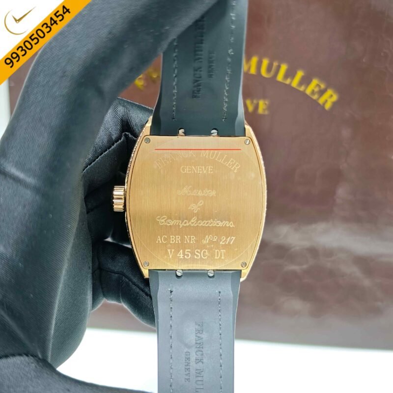 Franck Muller V45 Rose Gold Full Diamond Studded Dial Swiss Automatic Watch - Image 4