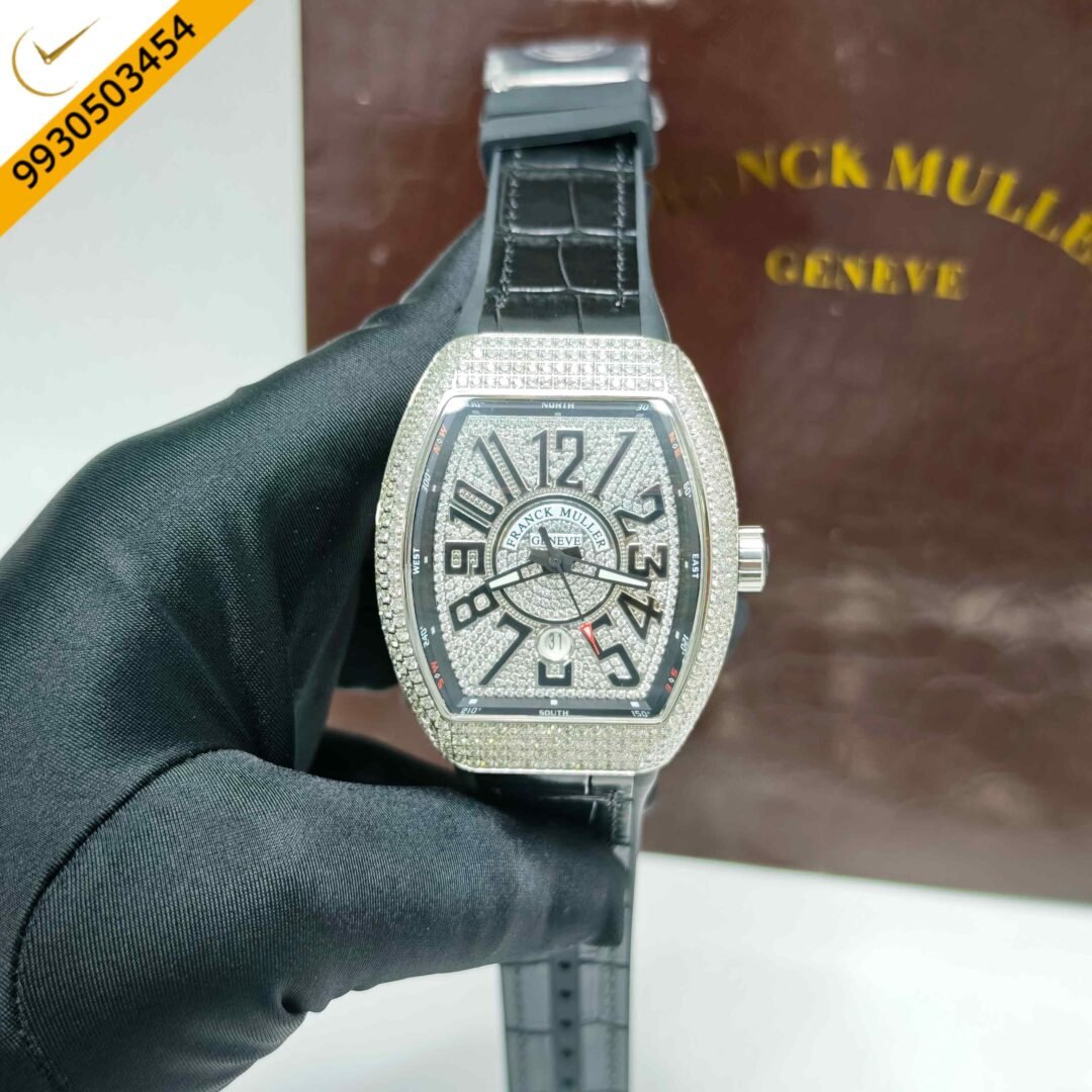 Franck Muller V45 Silver Full Diamond Studded Dial Swiss Automatic Watch