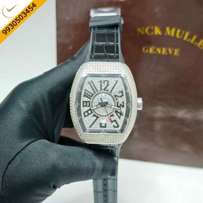 Franck Muller V45 Silver Full Diamond Studded Dial Swiss Automatic Watch