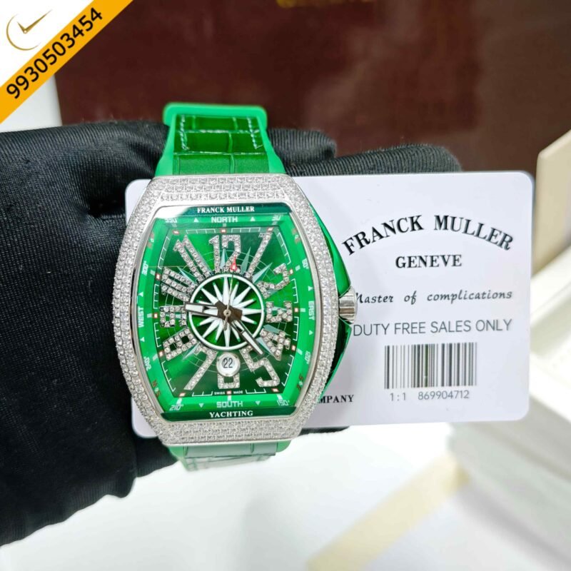 Franck Muller Vanguard Yachting Diamond Case Green Dial Swiss Automatic Watch - Image 5