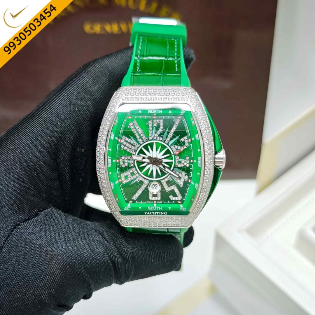 Franck Muller Vanguard Yachting Diamond Case Green Dial Swiss Automatic Watch