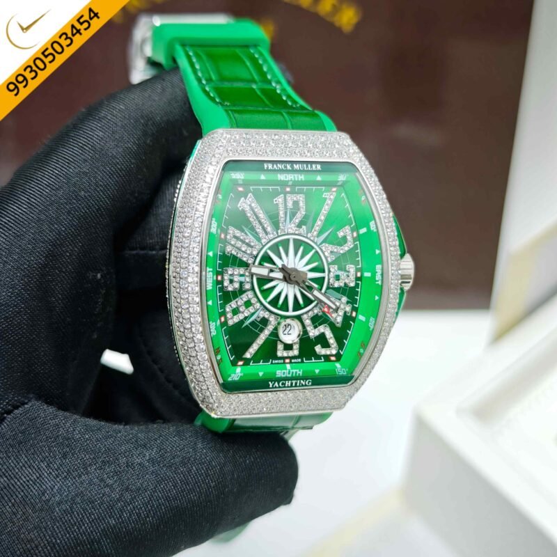 Franck Muller Vanguard Yachting Diamond Case Green Dial Swiss Automatic Watch - Image 3
