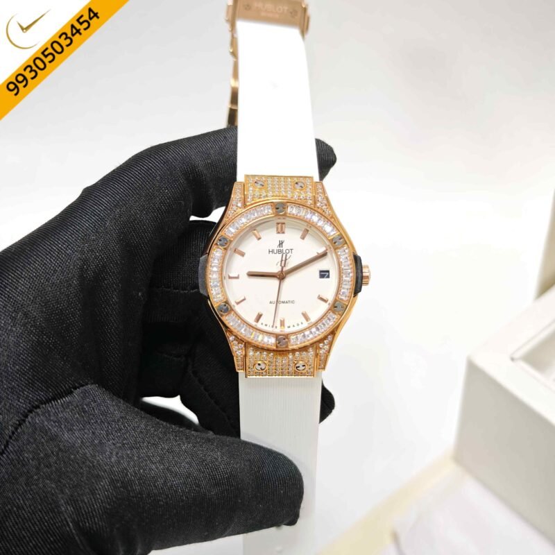 Hublot Classic Fusion Diamond Full White Rubber Strap Swiss Automatic Watch