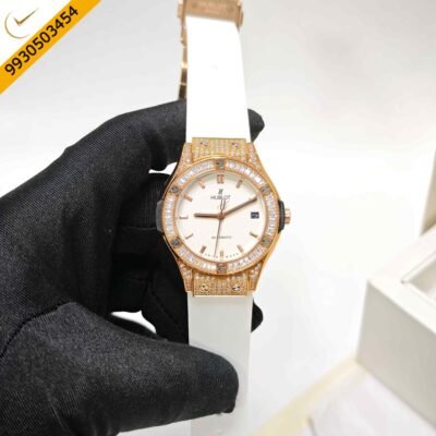 Hublot Classic Fusion Diamond Full White Rubber Strap Swiss Automatic Watch