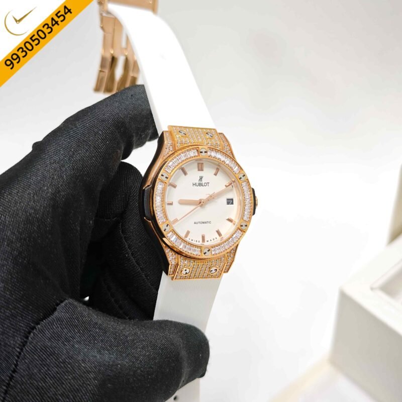 Hublot Classic Fusion Diamond Full White Rubber Strap Swiss Automatic Watch - Image 3