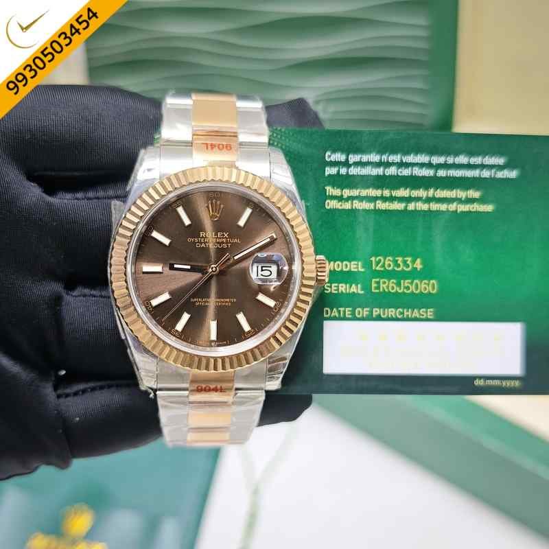 Rolex Date-just Steel  Chocolate Dial Dual Tone Swiss ETA AUtomatic Watch