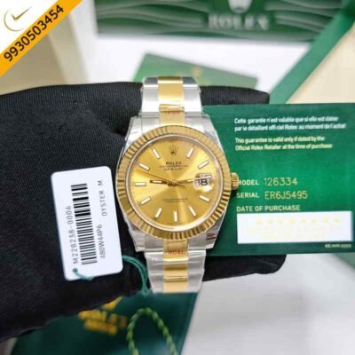 Rolex Date-just Steel  champagne Dial Dual Tone Swiss ETA Automatic Watch