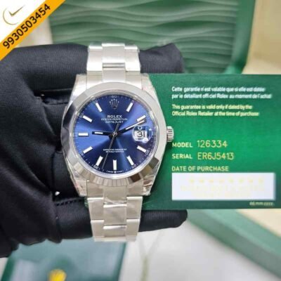 Rolex Datejust Steel Blue Dial Stick Marker Steel Strap Swiss ETA Automatic Watch