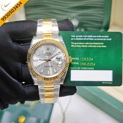 Rolex Oyster Perpetual Date-just Steel Silver Stick Marker Dial Dual Tone Strap Swiss ETA Automatic Watch