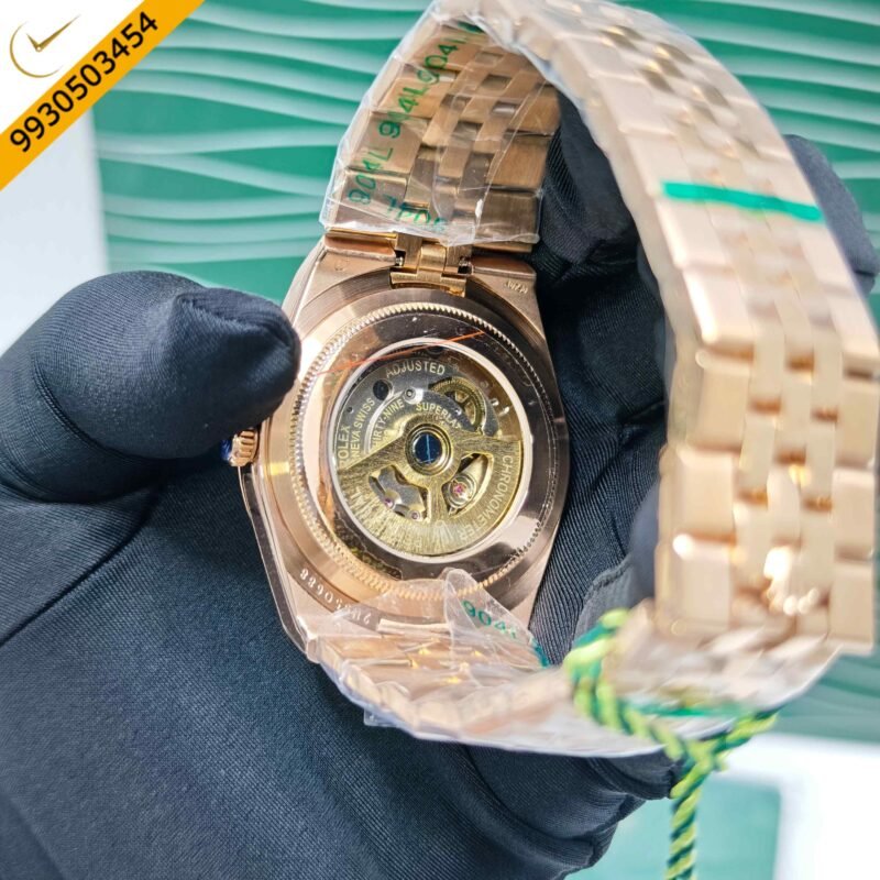 Rolex Oyster Perpetual Land-Dweller Full Rose Gold White Dial Swiss Automatic Watch - Image 4