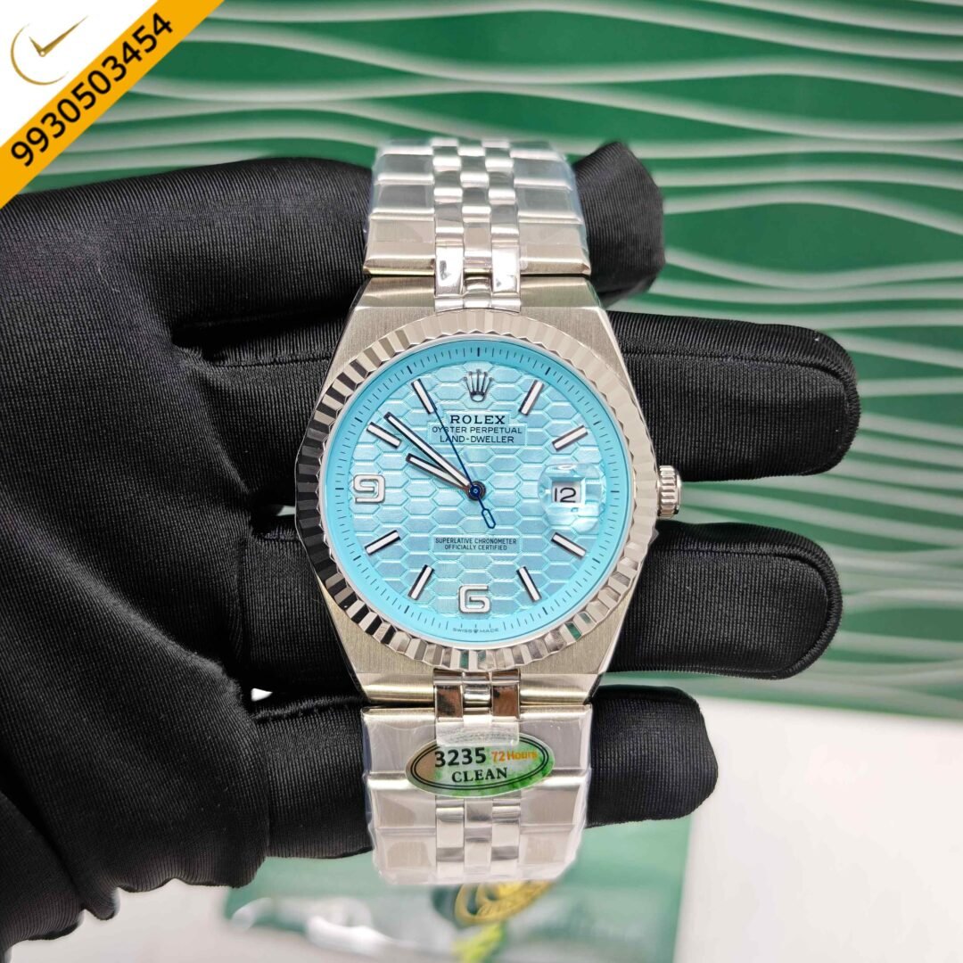 Rolex Oyster Perpetual Land-Dweller Full Silver Tiffeny Blue Dial Swiss Automatic Watch