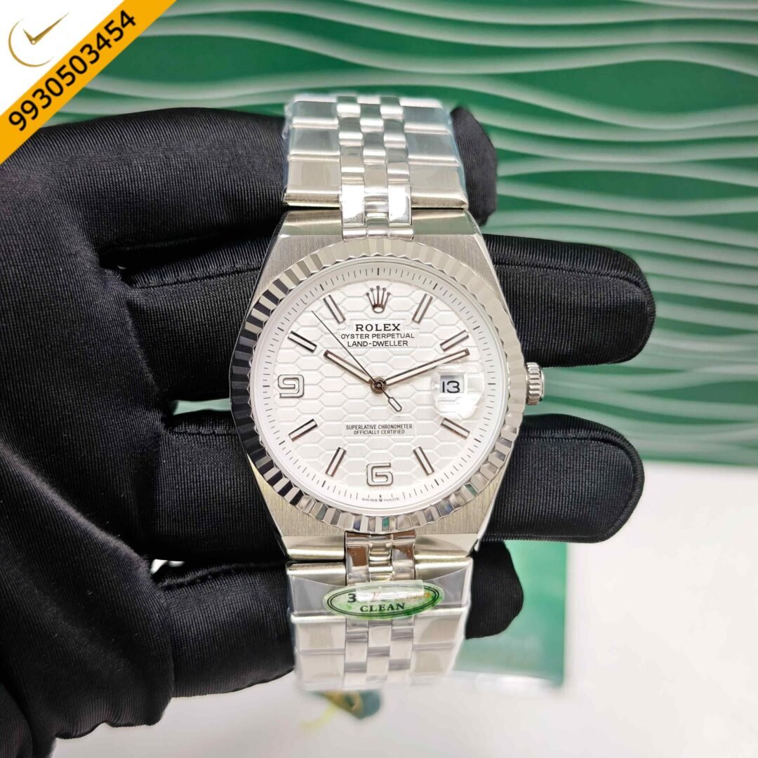 Rolex Oyster Perpetual Land-Dweller Full Silver White Dial Swiss Automatic Watch