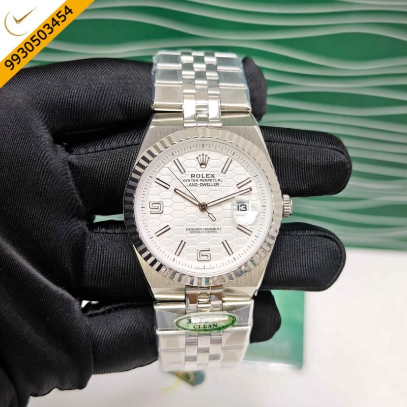 Rolex Oyster Perpetual Land-Dweller Full Silver White Dial Swiss Automatic Watch
