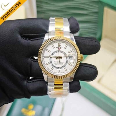 Rolex Sky-Dweller Dual Tone White Dial Swiss ETA Calibre 9001 Automatic Watch