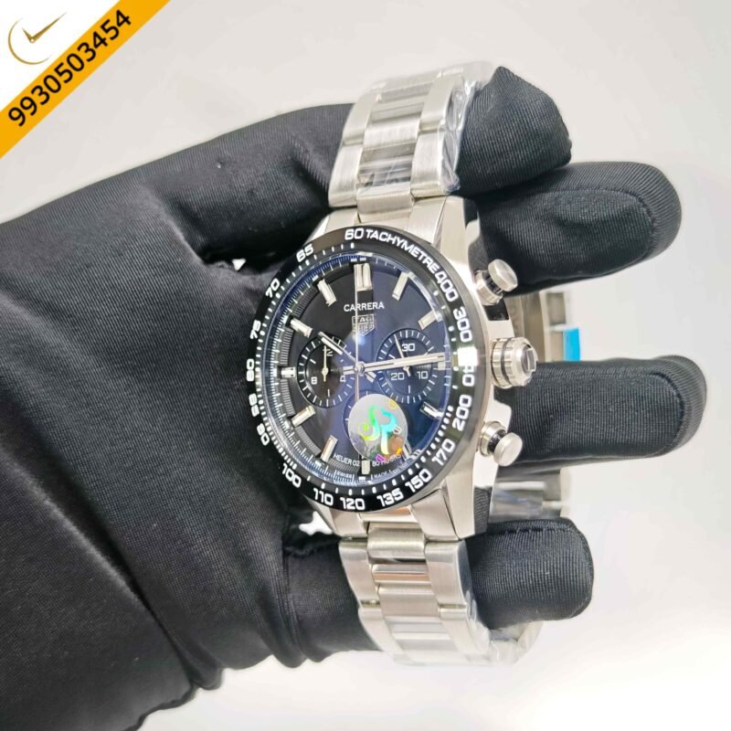 Tag Heuer Carrera Sport Steel Chronograph Black Dial Swiss Watch - Image 2
