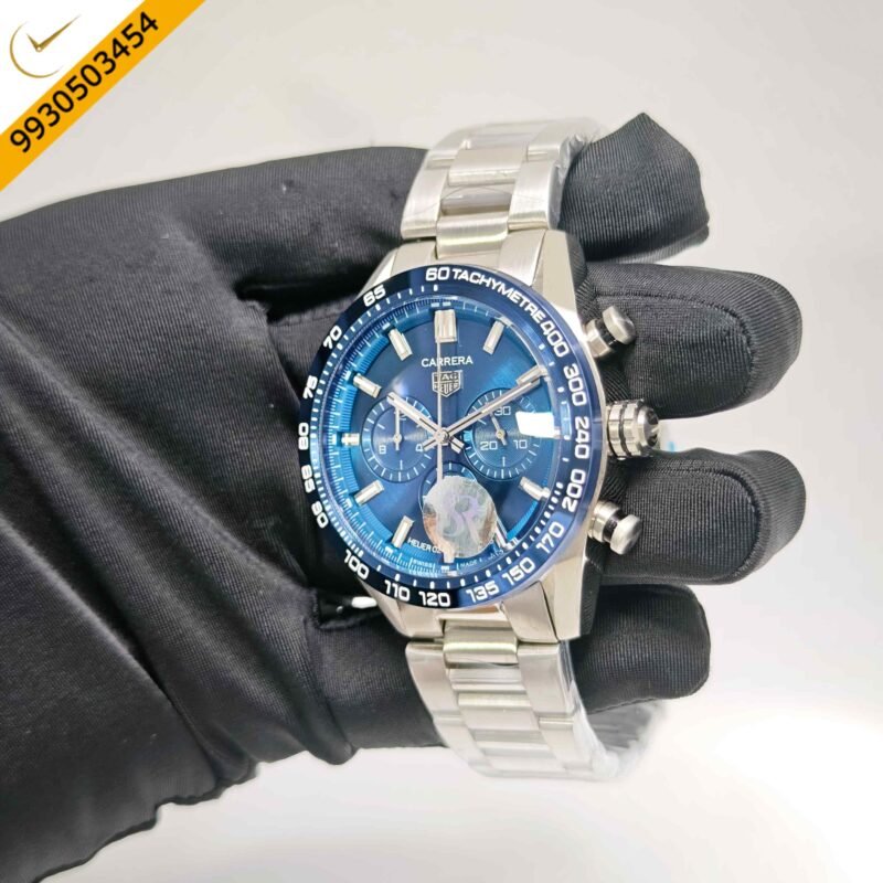 Tag Heuer Carrera Sport Steel Chronograph Blue Dial Swiss Watch - Image 2