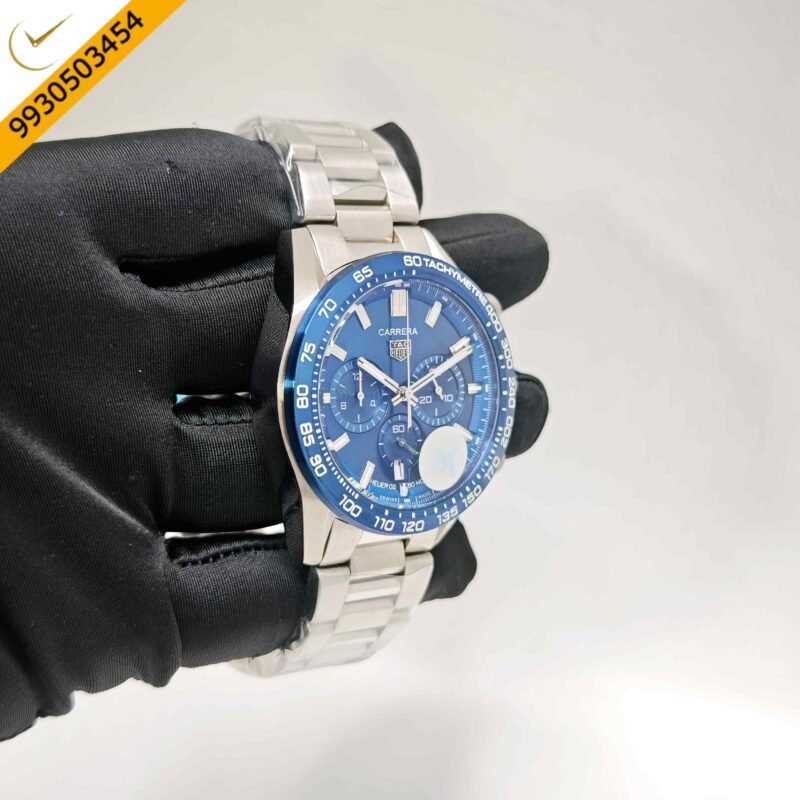 Tag Heuer Carrera Sport Steel Chronograph Blue Dial Swiss Watch - Image 3