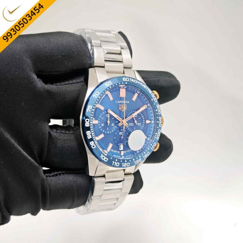 Tag Heuer Carrera Sport Steel Gold Button Chronograph Green Dial Swiss Watch - Image 3