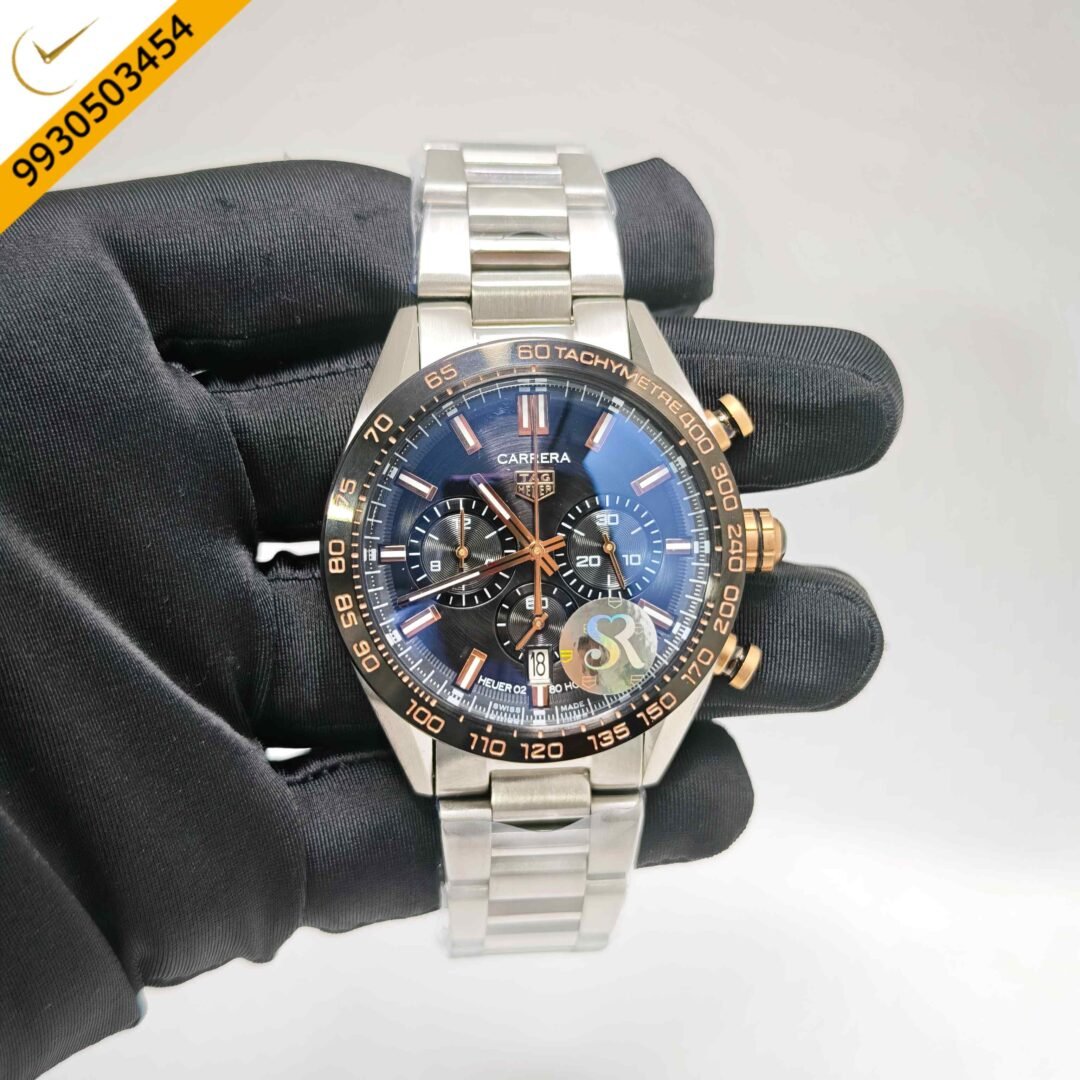 Tag Heuer Carrera Sport Steel Gold Case Chronograph Black Dial Swiss Watch