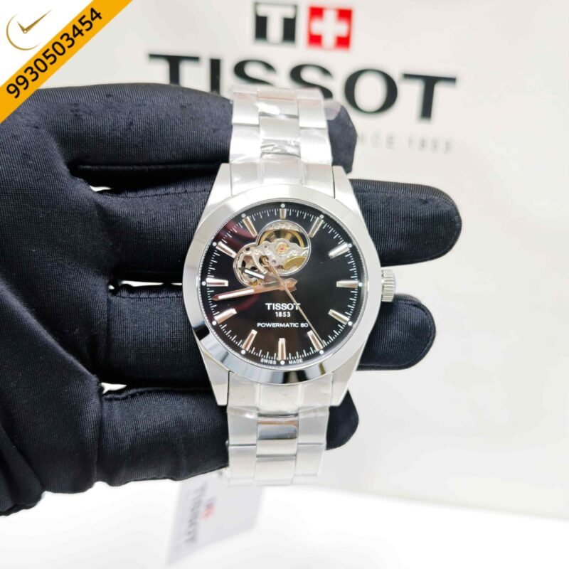 Tissot Gentleman Powermatic 80 Open Heart Steel Black Dial Swiss Automatic Watch