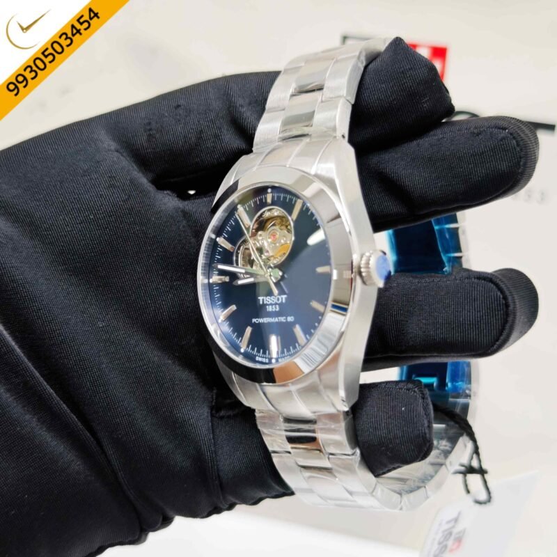 Tissot Gentleman Powermatic 80 Open Heart Steel Blue Dial Swiss Automatic Watch - Image 2