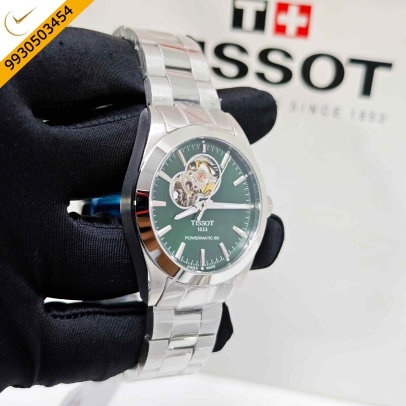 Tissot Gentleman Powermatic 80 Open Heart Steel Green Dial Swiss Automatic Watch - Image 3
