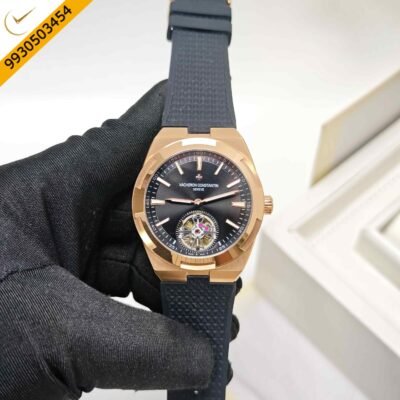 Vacheron Constantin Overseas 6000V Tourbillon Steel Black Dial Rubber Strap Swiss Automatic Watch