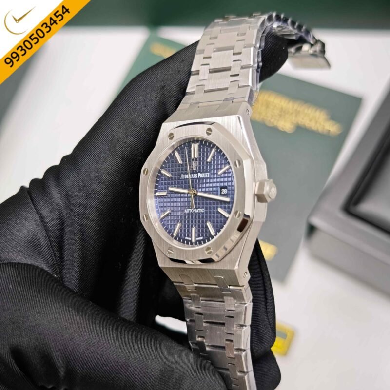 Audemars Piguet Royal Oak 50th Anniversary Steel Blue Dial Swiss Semi ETA Automatic Watch - Image 2