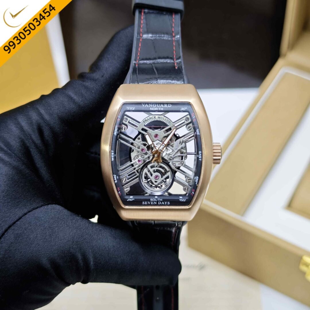 Franck Muller Vanguard Yachting Rose Gold Skeleton Dial Swiss Automatic Watch