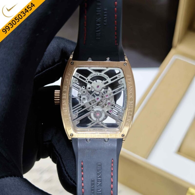 Franck Muller Vanguard Yachting Rose Gold Skeleton Dial Swiss Automatic Watch - Image 4