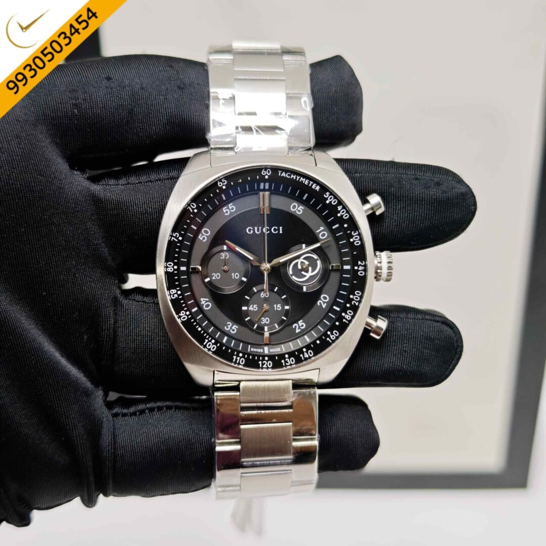 Gucci Interlocking Chronograph Steel Black Dial Swiss Watch